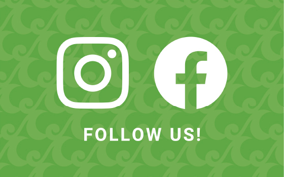 Instagram and Facebook logos, text that reads Follow Us!